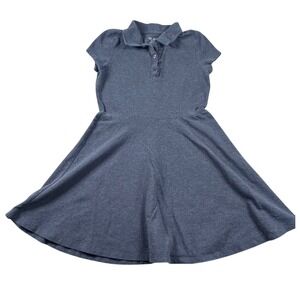 The Childrens Place Girls Grey Polo Dress Short Sleeve Ruffle Size L 10/12